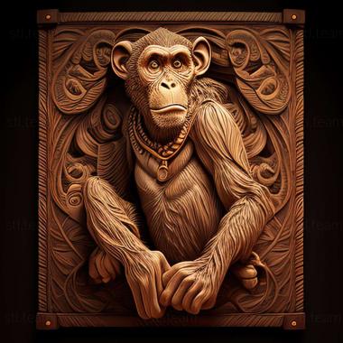 3D модель Знаменита тварина шимпанзе Міккі (STL)